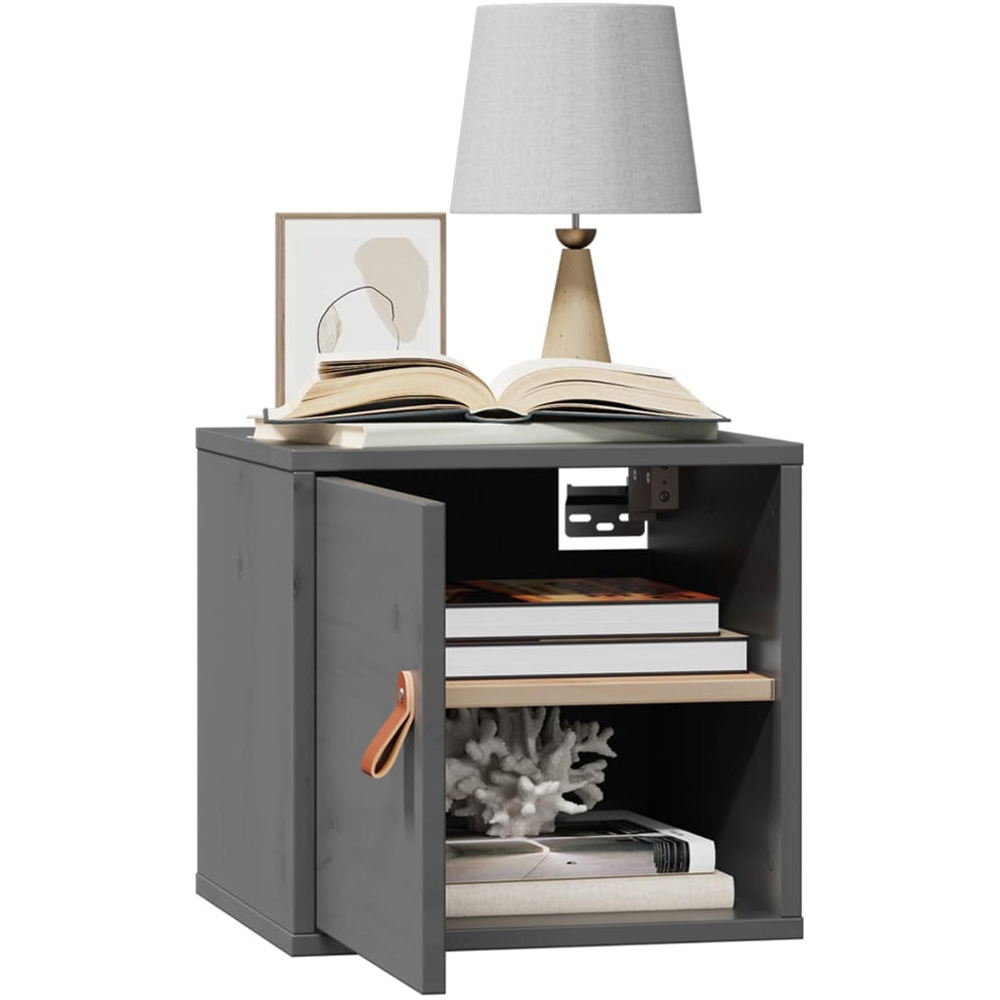 vidaXL Single Door Grey Solid Pine Wood Wall Cabinet Image 3