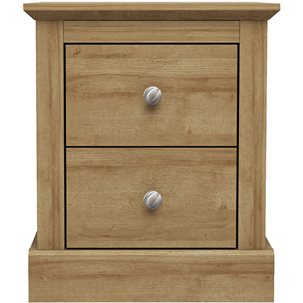 Devon 2 Drawer Oak Bedside Cabinet Image 2