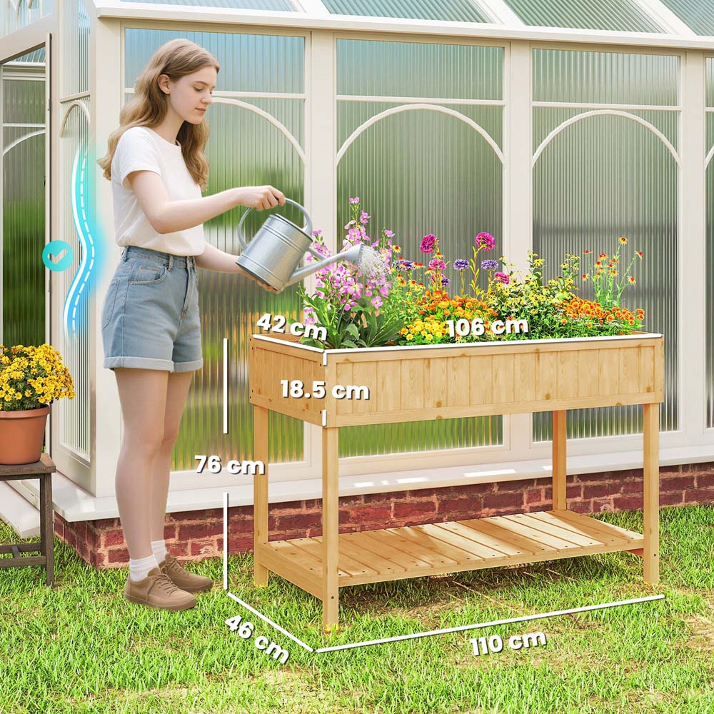 Outsunny Natural Wooden 8 Cube Herb Planter Stand with Shelf Image 8
