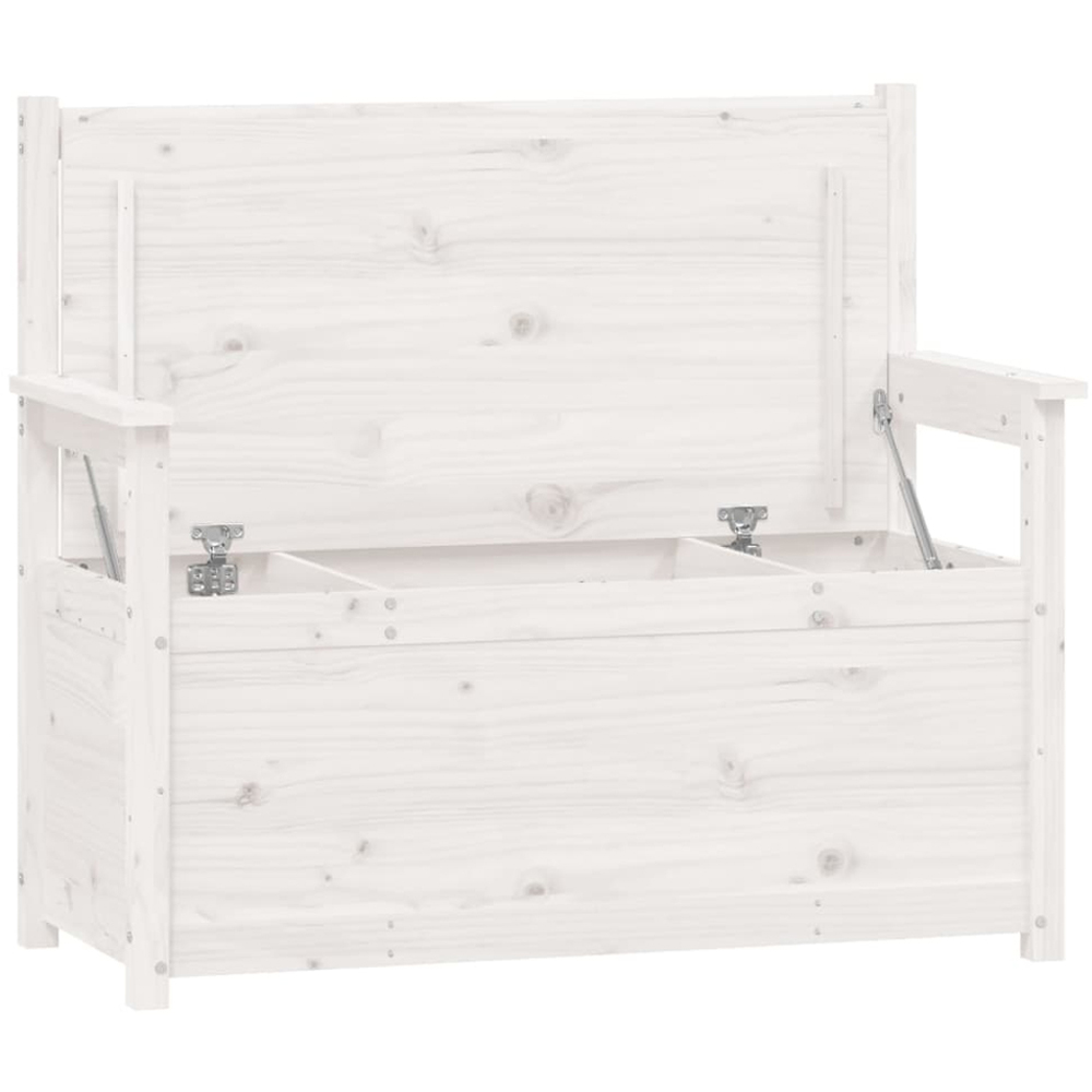 vidaXL White Solid Wood Pine Storage Bench 112.5 x 51.5 x 96.5cm Image 5
