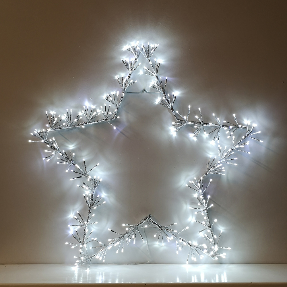 Premier 320 Cool White LED Twinkling Silver Star Silhouette Christmas Decoration 90cm Image 5