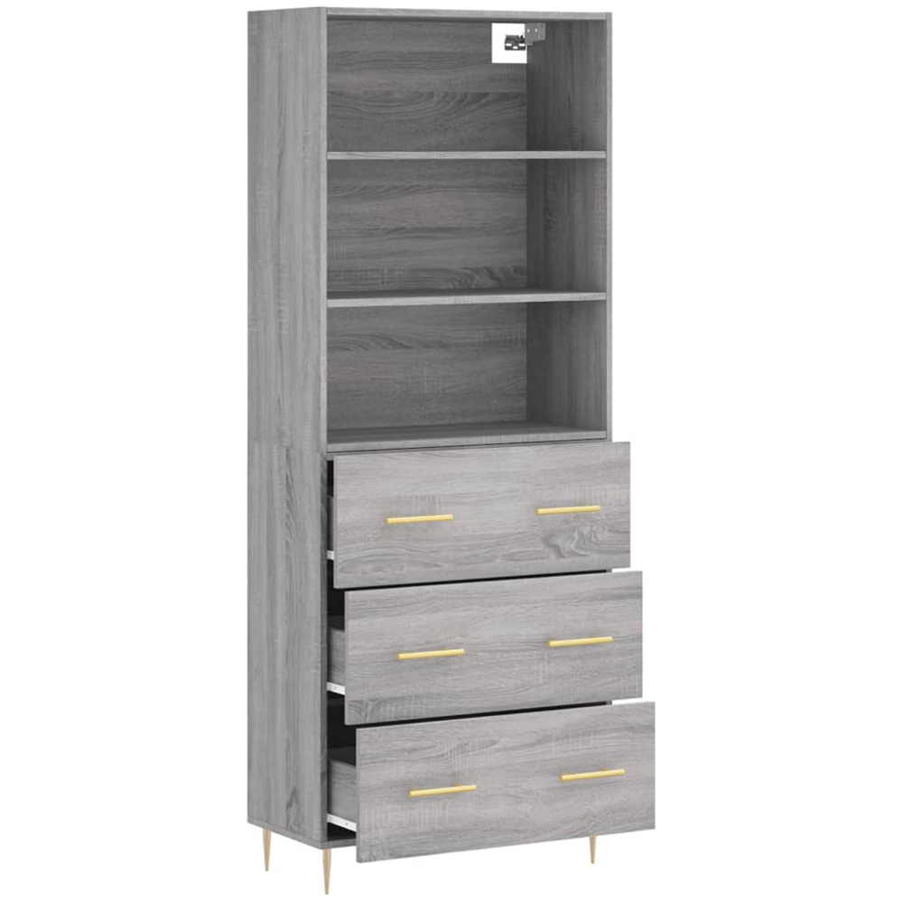 vidaXL 3 Drawer 3 Shelf Grey Sonoma Highboard Image 4