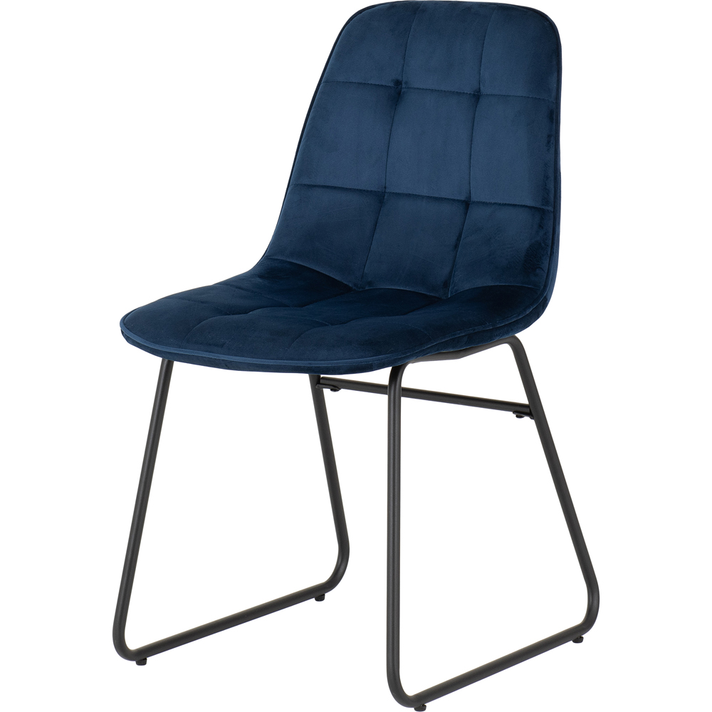 Seconique Quebec Wave Lukas 4 Seater Dining Set Medium Oak and Sapphire Blue Image 3