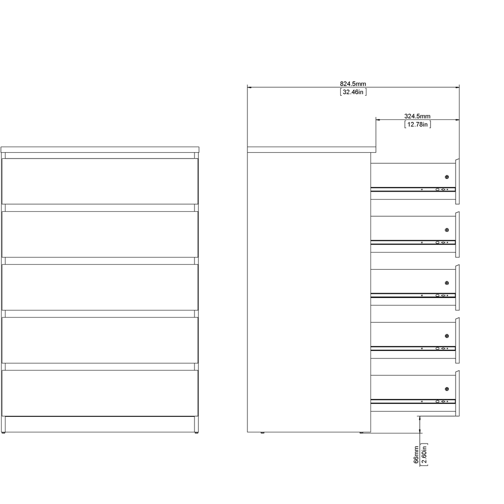 Florence 5 Drawer Matt Black Chest of Drawers Image 8