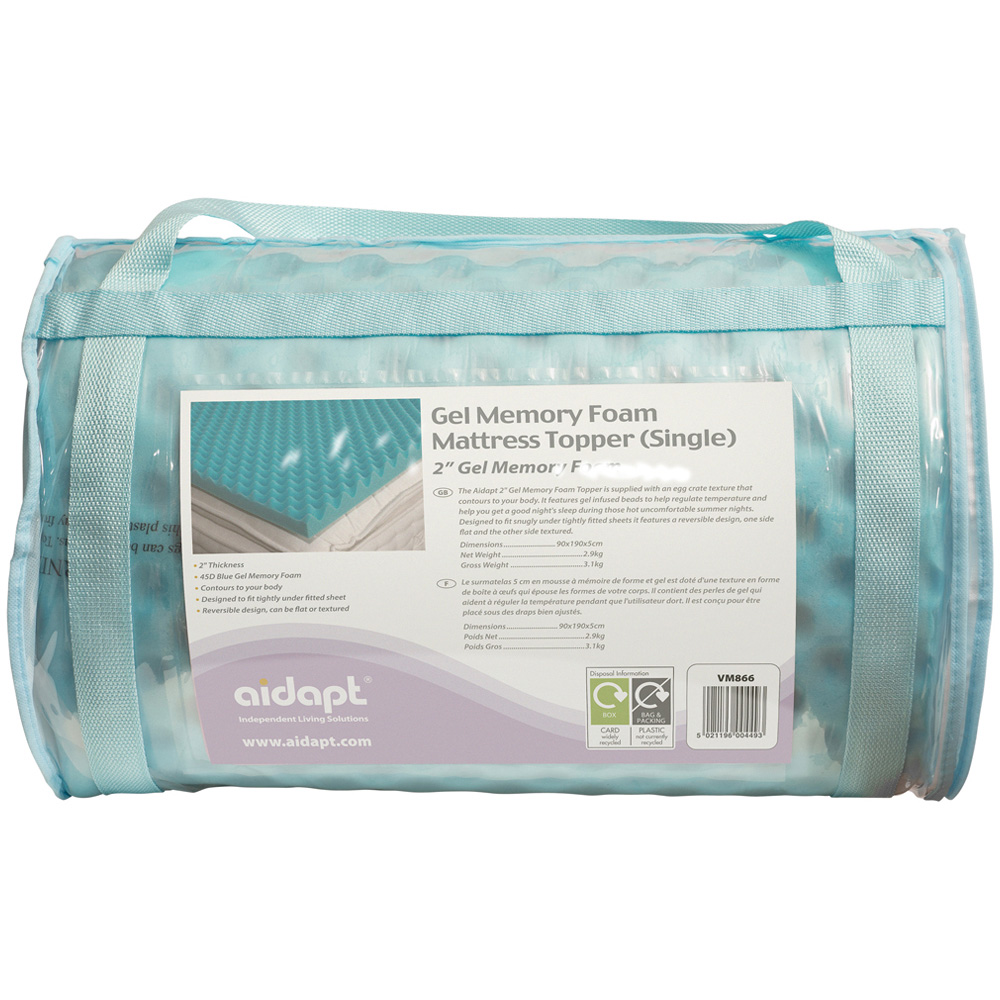 Aidapt Single Gel Memory Foam Cool Reversible Mattress Topper Image 1