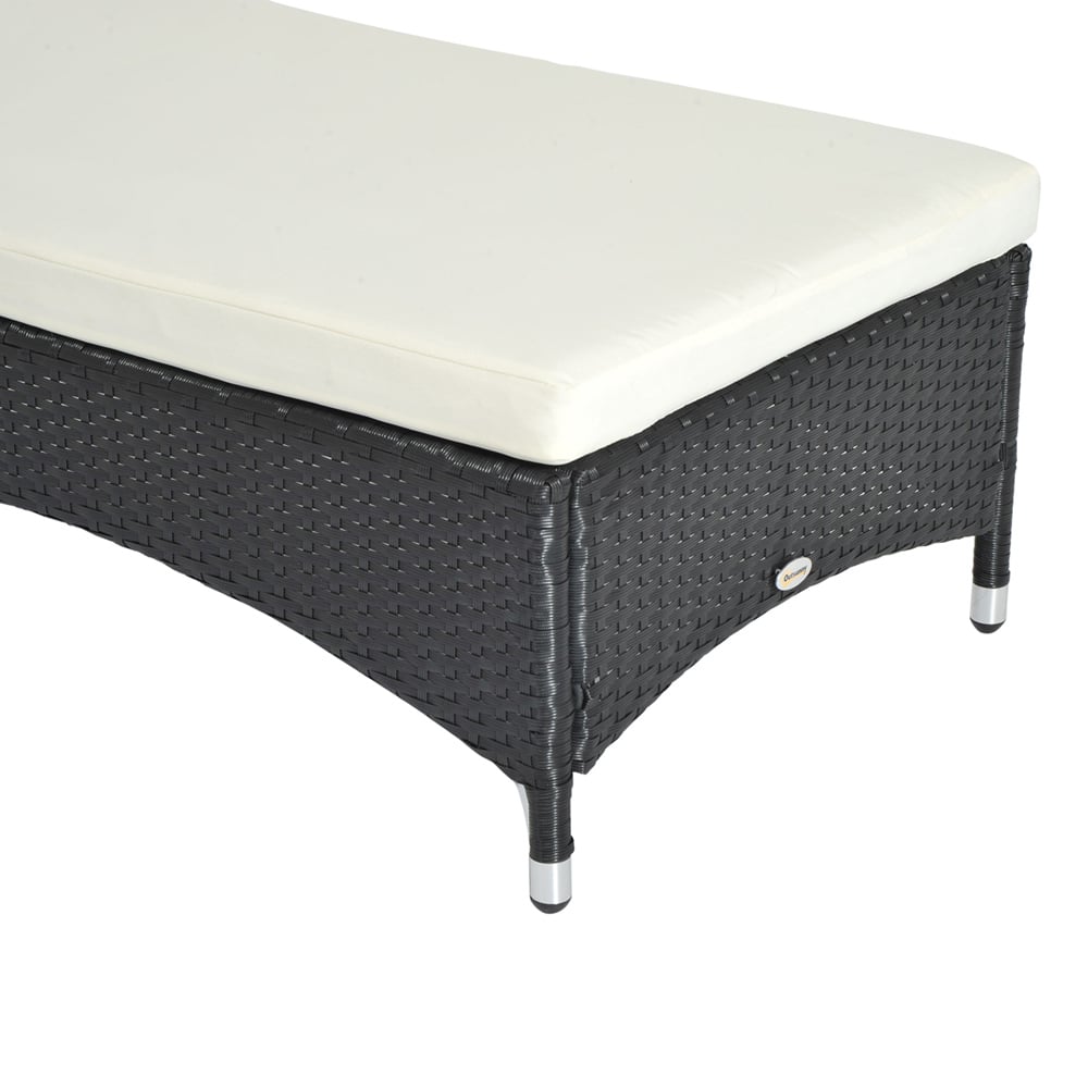 Outsunny Black Rattan Recliner Sun Lounger Image 4