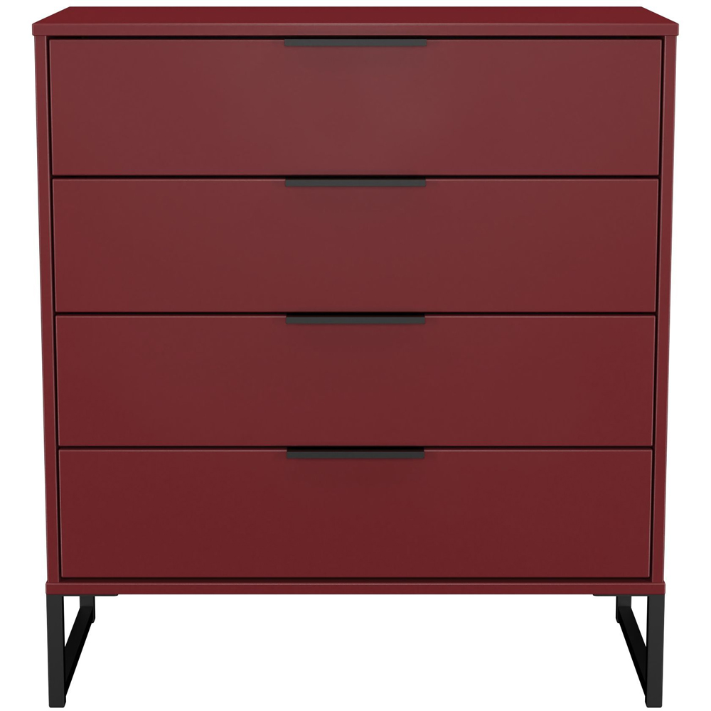 Crowndale Hong Kong 4 Drawer Red Matt Chest of Drawers Ready Assembled Image 3