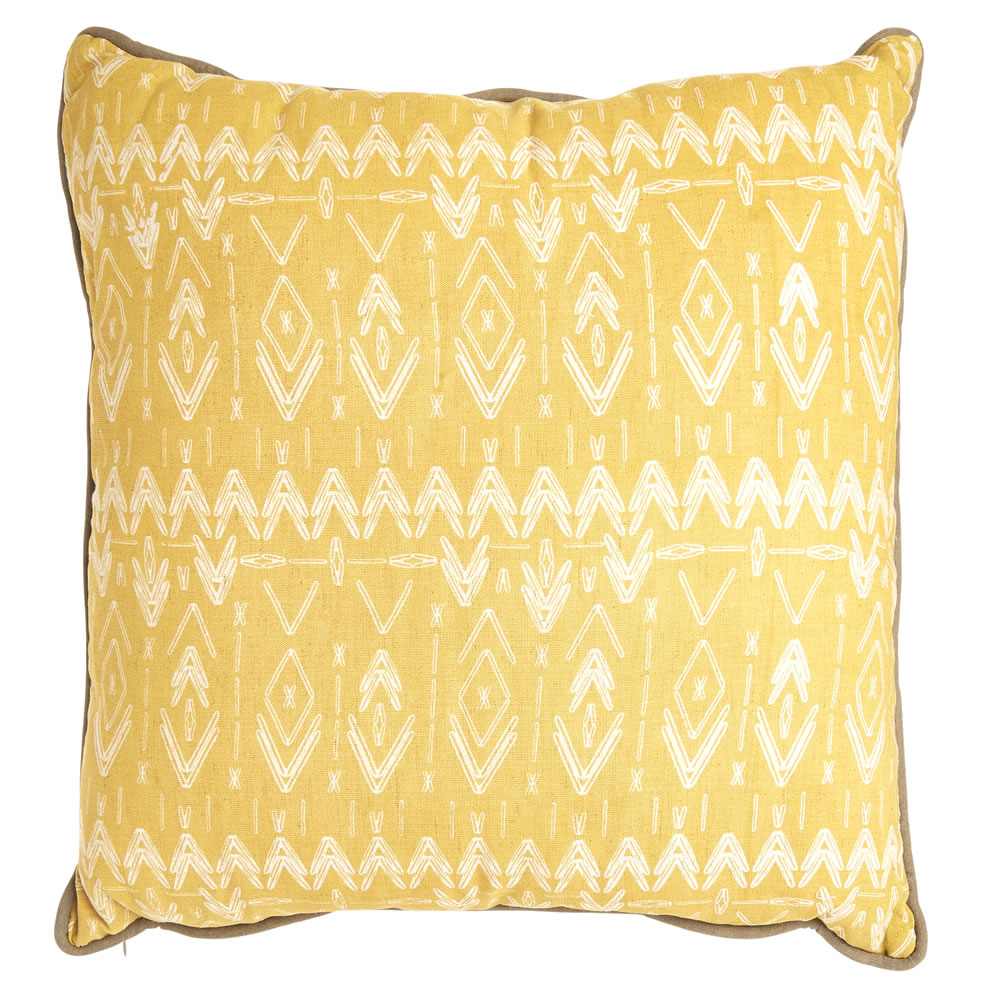 Wilko Yellow and Grey Aztec Cushion 43 x 43cm Image 1
