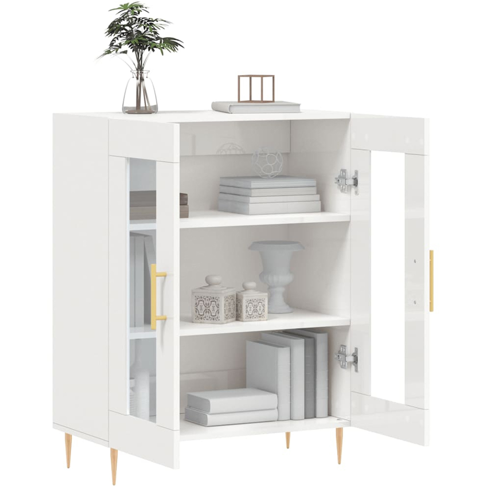 vidaXL 2 Glass Door High Gloss White Sideboard Image 4