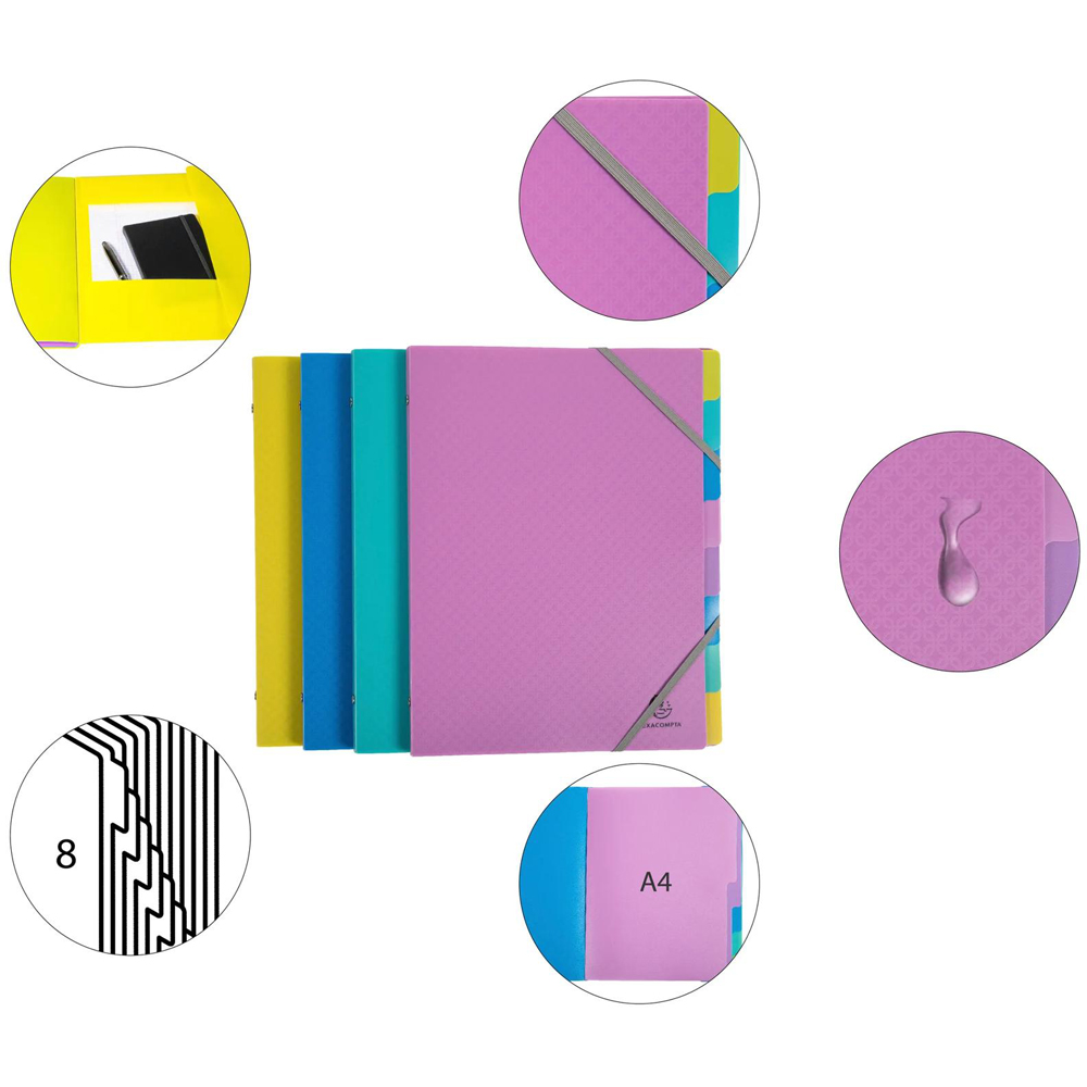 Exacompta A4 Multicolour PP 3 Recycled Multipart File 8 Pack Image 7