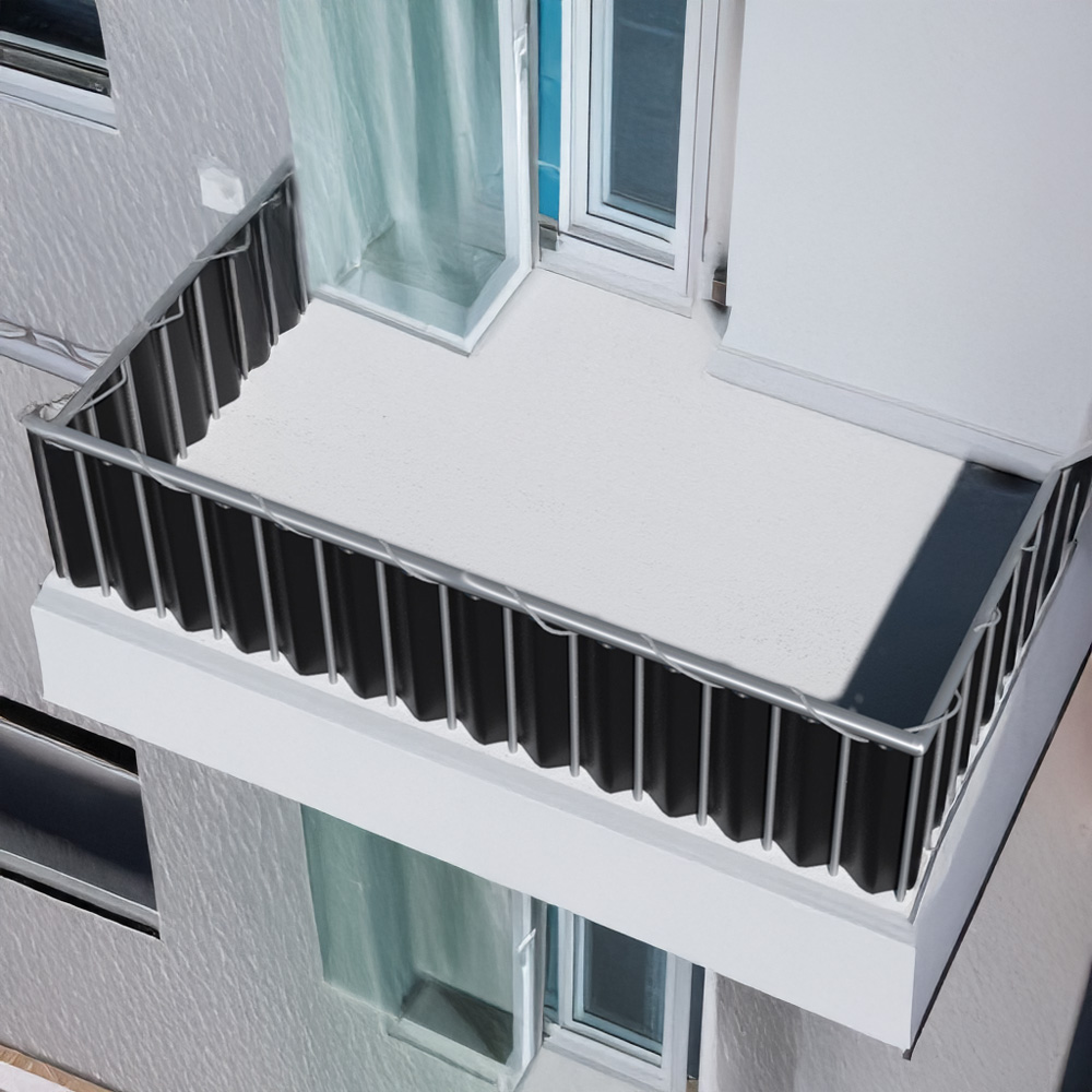 tectake 75 x 600cm Grey Type 2 Balcony and Garden Privacy Screen Image 1