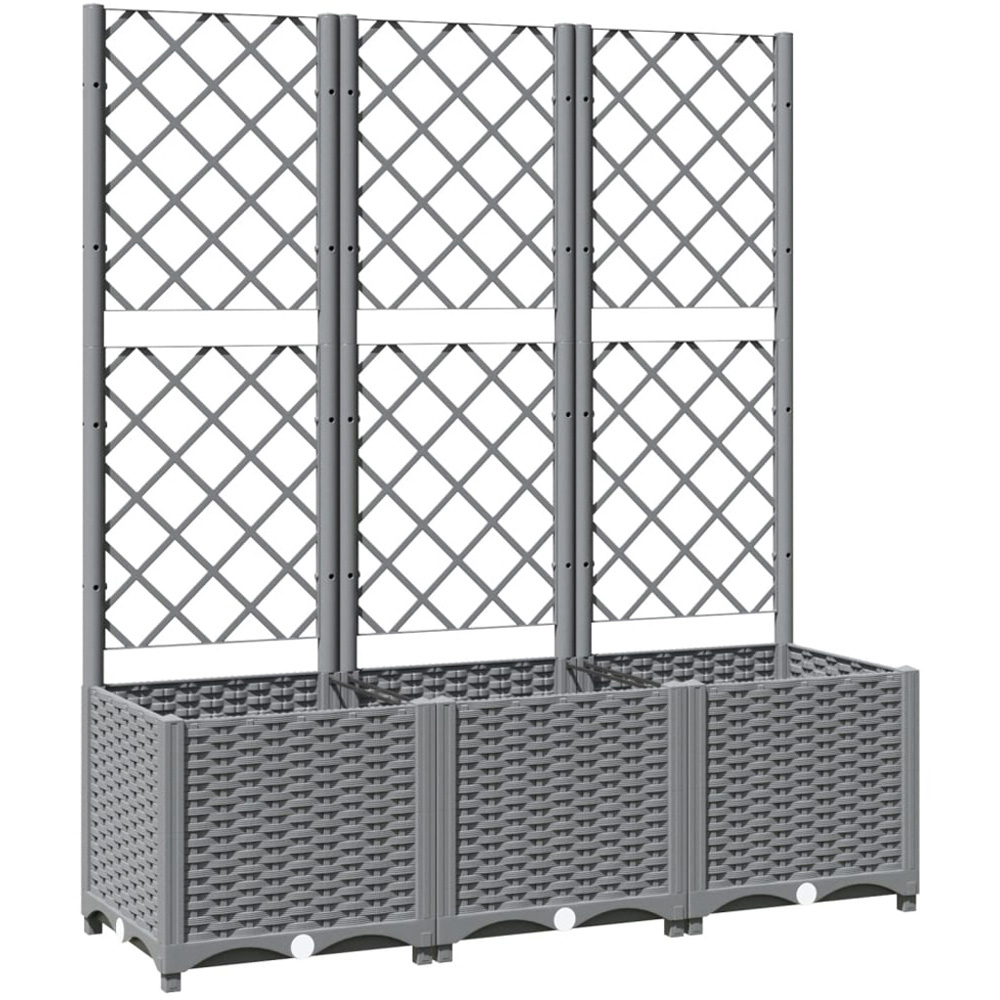 vidaXL Light Grey Polypropylene Garden Planter with Trellis 136 x 40 x 120cm Image 1