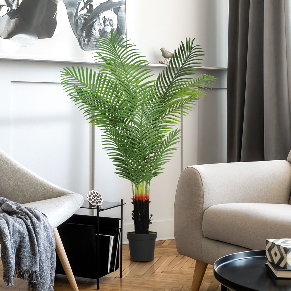 HOMCOM Areca Palm Tree Artificial Plant Pot with Flocked Soil 150cm Image 4