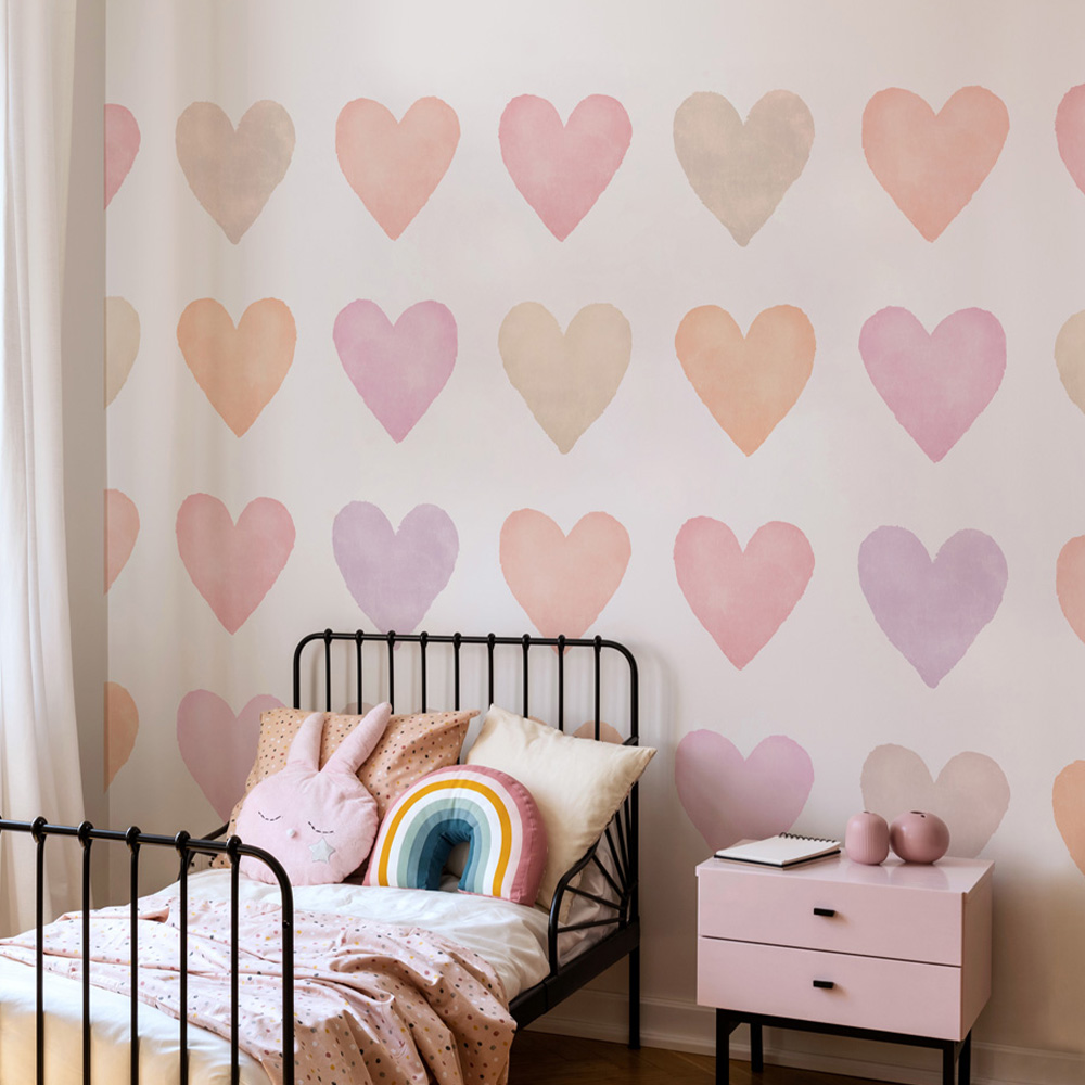 Origin Murals Repeatable Colour My Heart Neutral Blush 3 Drop Wall Mural Image 1