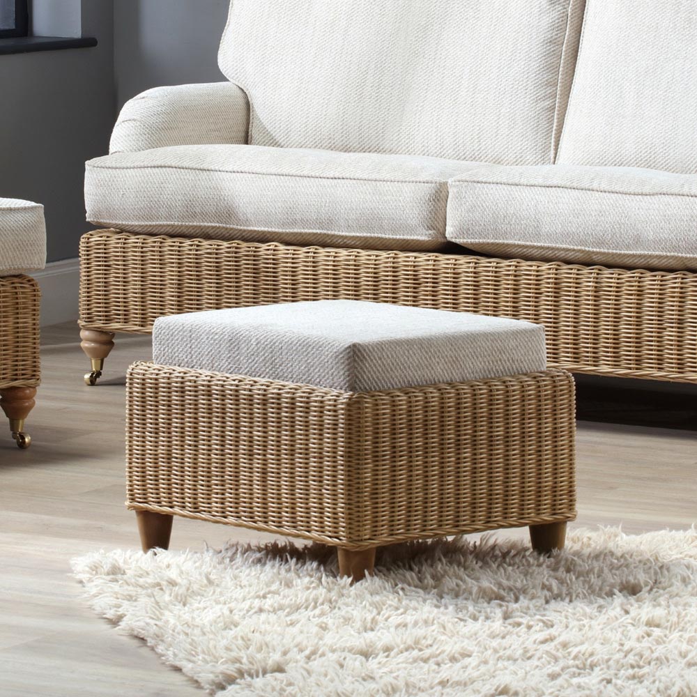 Desser Furniture Seville Light Oak Natural Rattan Jasper Footstool Image 5