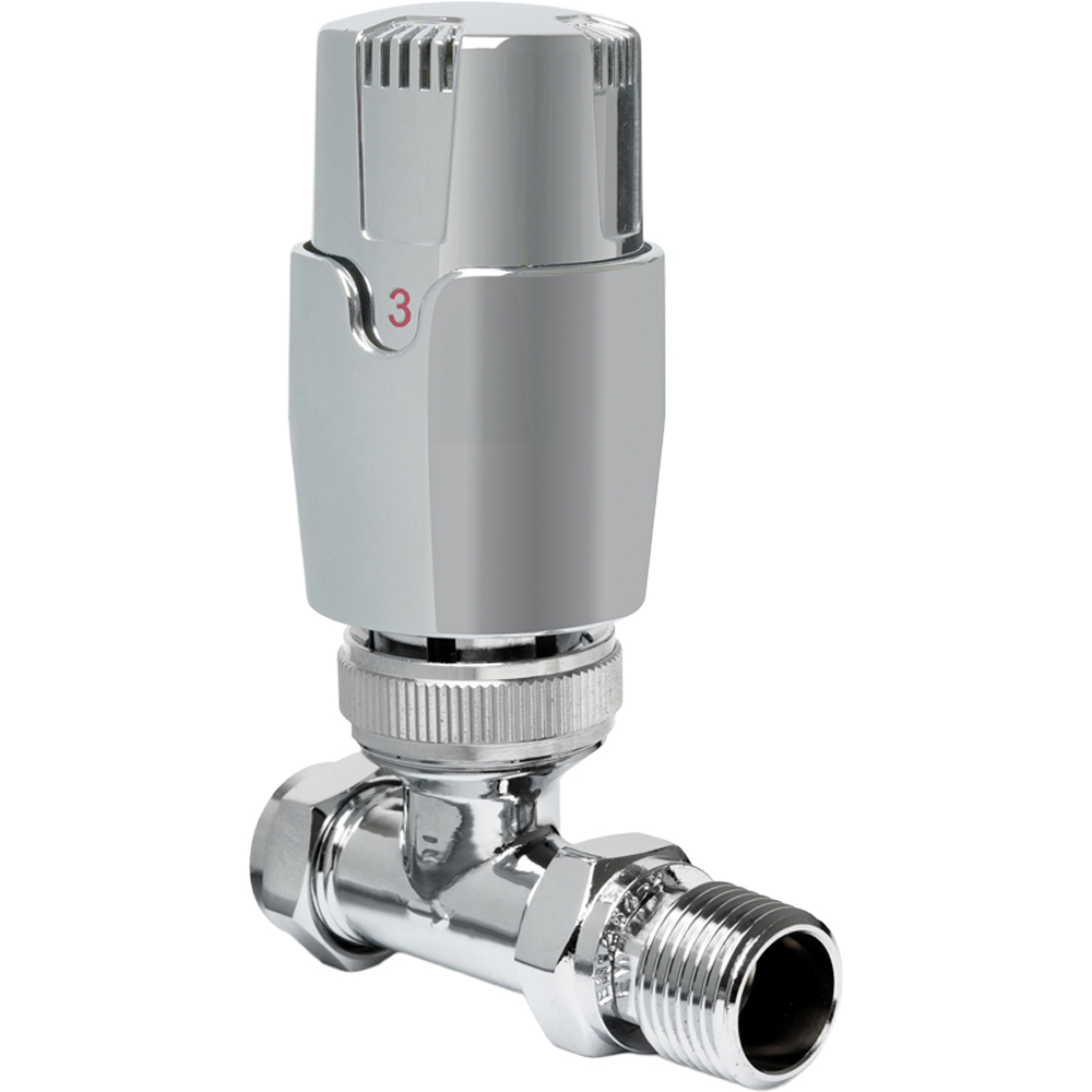 Go Bathrooms Chrome Straight Thermostatic Radiator Valves Set 15mm Image 4