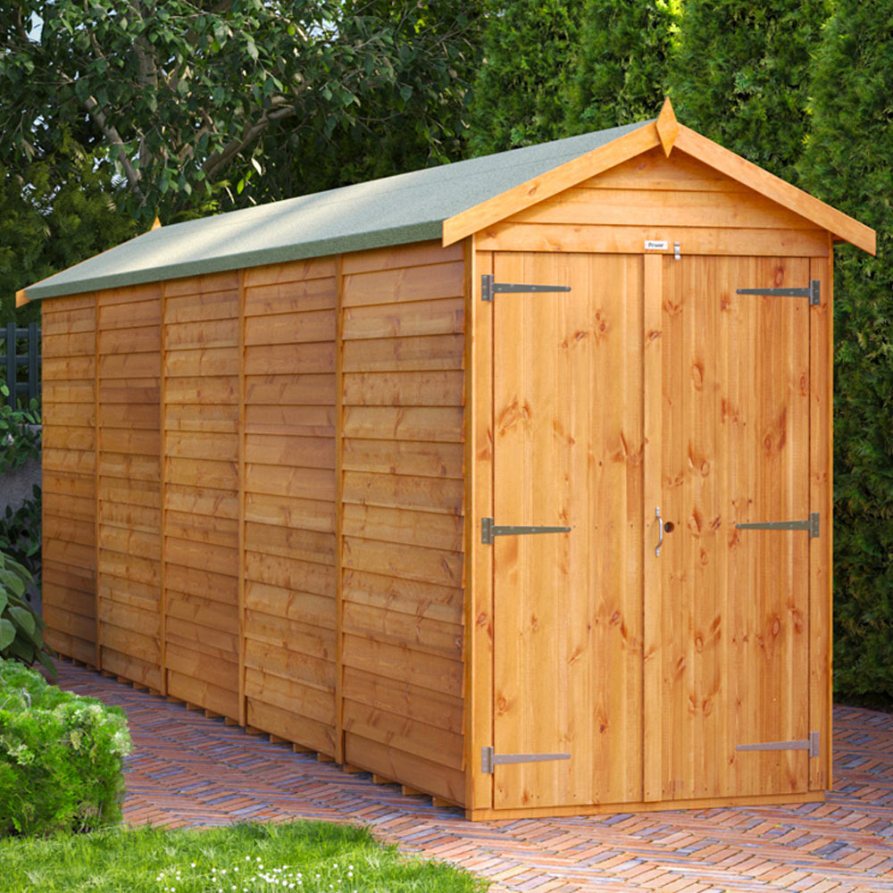 Power Sheds 20 x 4ft Double Door Overlap Apex Wooden Shed Image 2