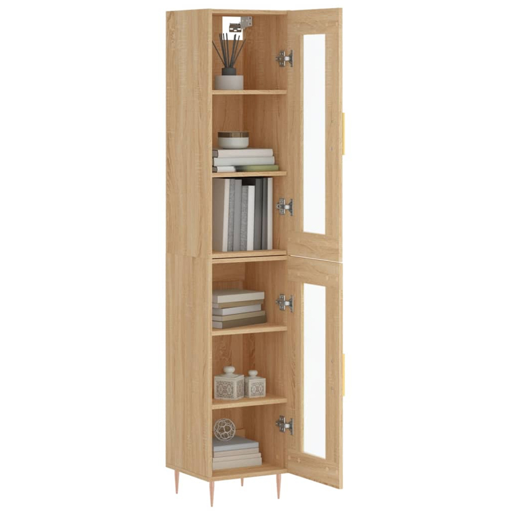 vidaXL 2 Glass Door Sonoma Oak Highboard Image 3