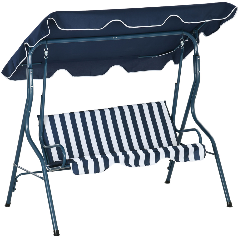 Outsunny 3 Seater Blue Swing Chair with Canopy Image 2
