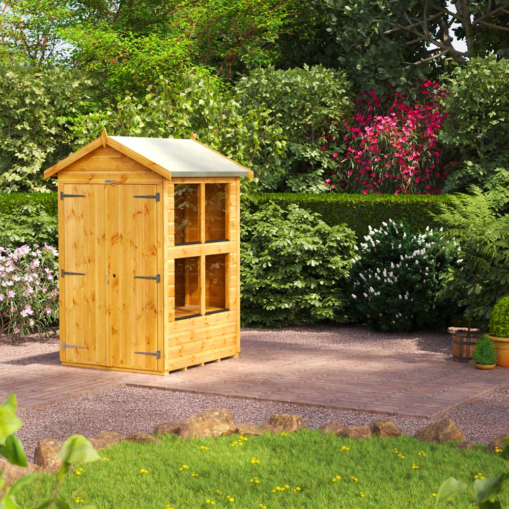 Power Sheds 4 x 4ft Double Door Apex Potting Shed Image 2