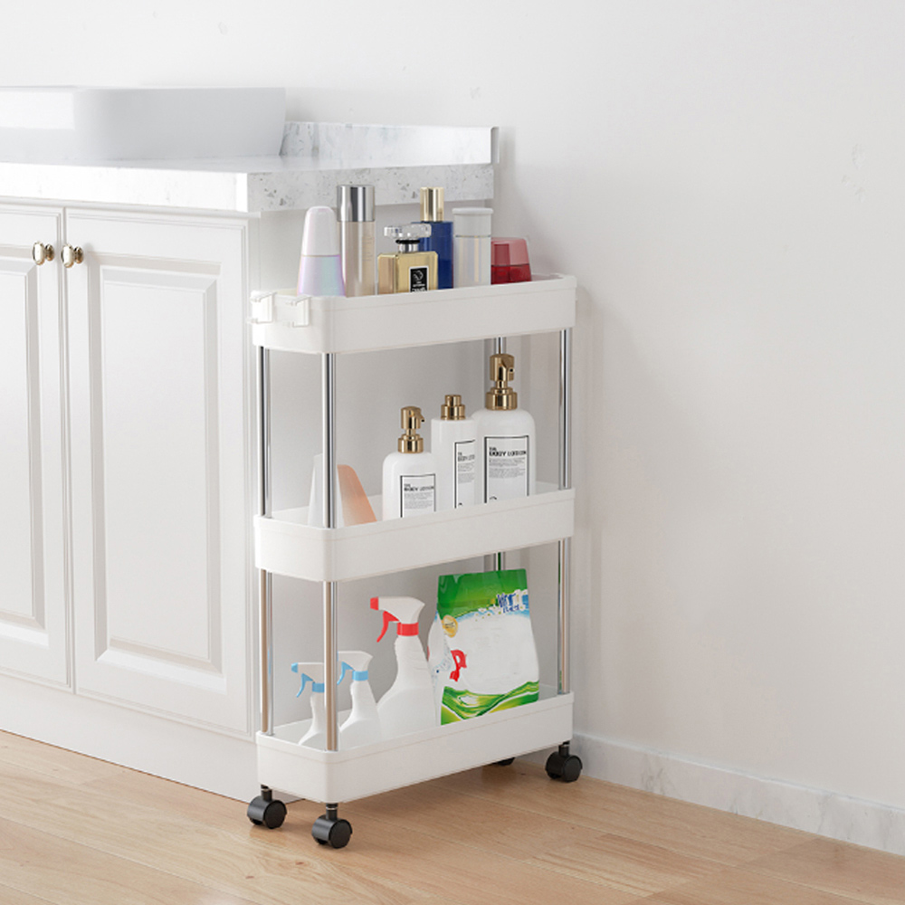 Living And Home 3 Tier White Plastic Corner Shelf Rack Image 8