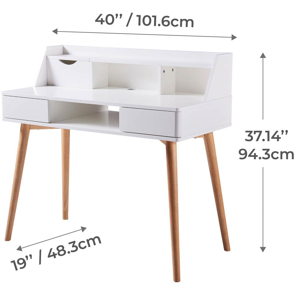 Teamson Home Single Door 2 Drawer 4 Shelf White and Natural Creative Wooden Desk Image 9