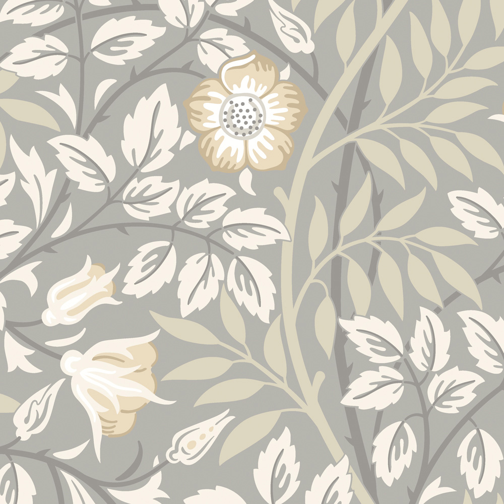 Hoopla Walls Rosehip Trail Grey Stone Non Woven Wallpaper Image 1