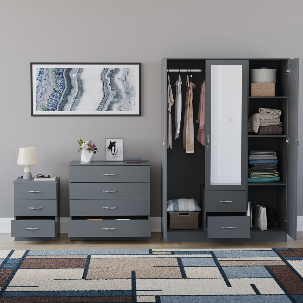 VIDA DESIGNS Riano Grey 3 Piece Bedroom Furniture Set Image 3
