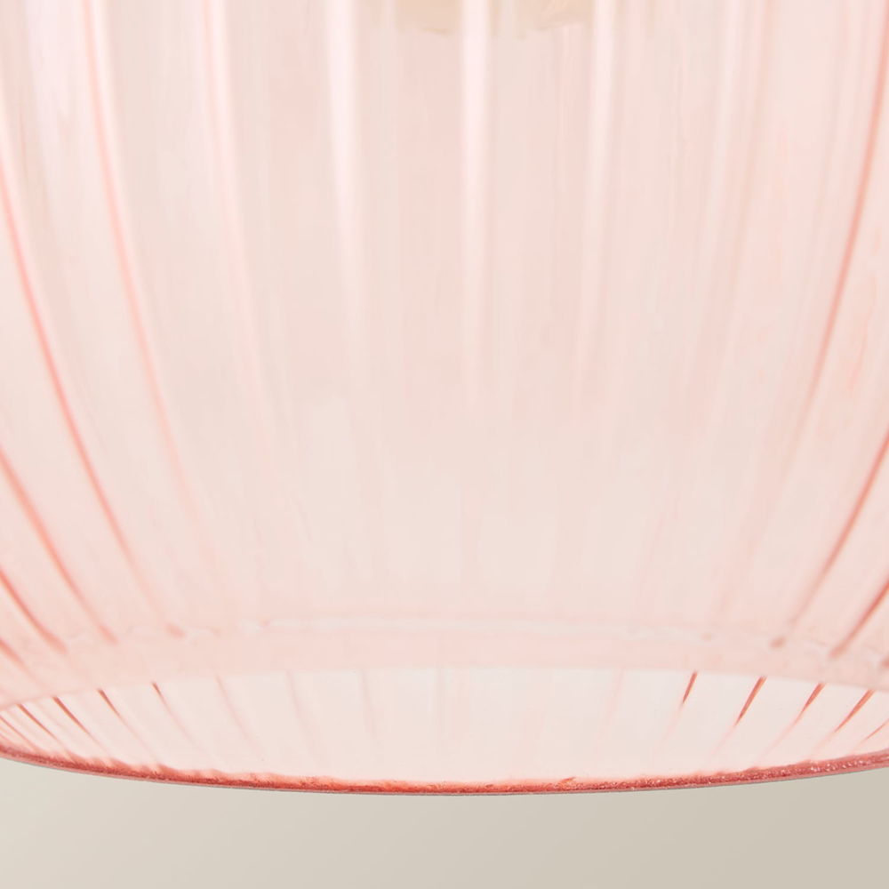 ValueLights Maddison Pink Ribbed Glass Easy Fit Ceiling Pendant Lamp Shade Image 3