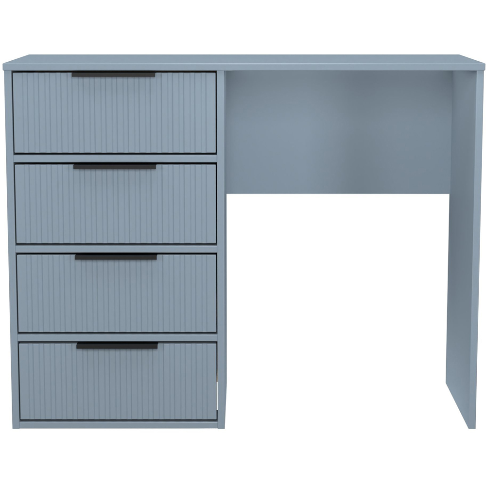 Crowndale Fluted 4 Drawer Denim Blue Vanity Dressing Table Ready Assembled Image 2