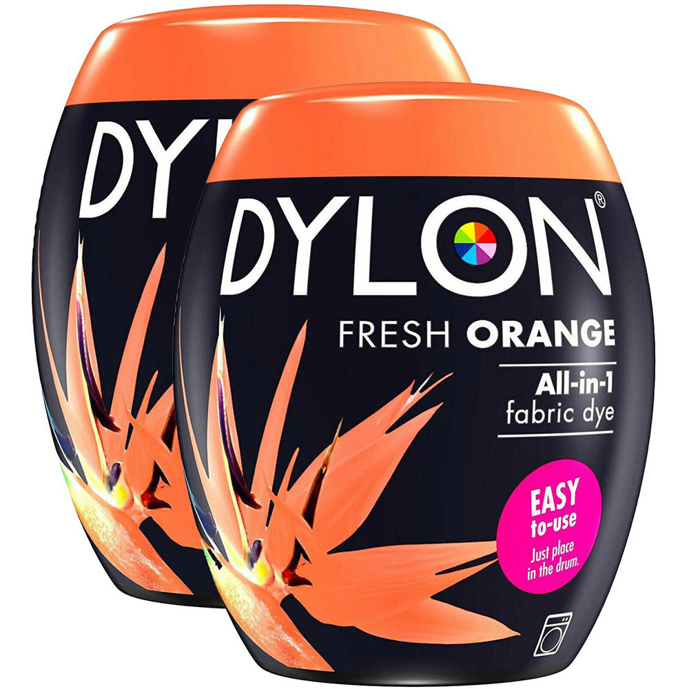 Dylon Fresh Orange Washing Machine Fabric Dye Pod 350g 2 Pack Image 1