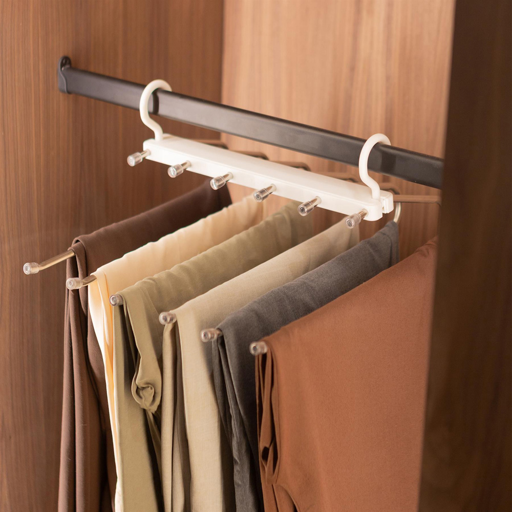 Harbour Housewares 6-in-1 White Space-Saving Trouser Hanger 10 Pack Image 2