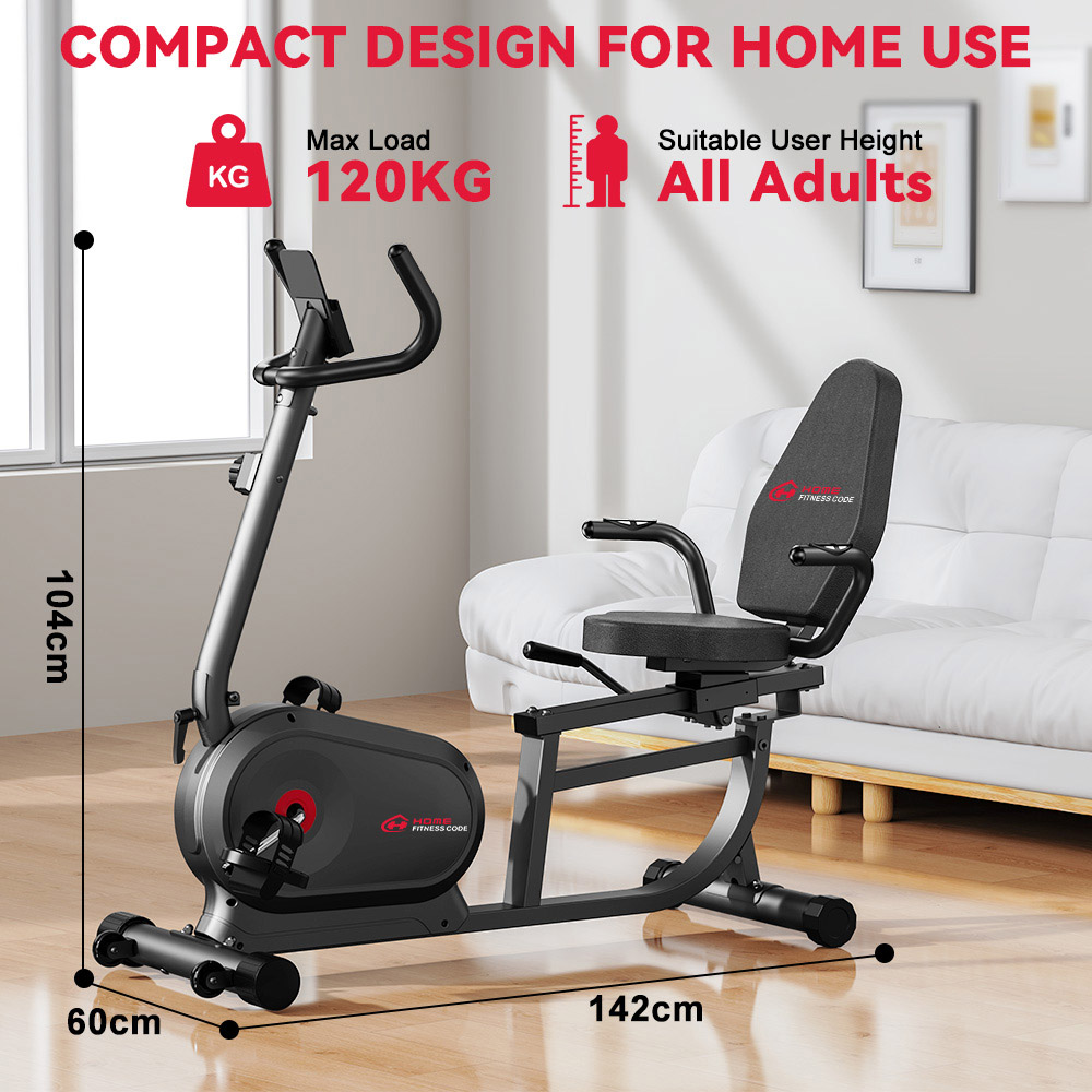 Rattrix X1 Black 16-Level Resistance Recumbent Exercise Bike Image 7