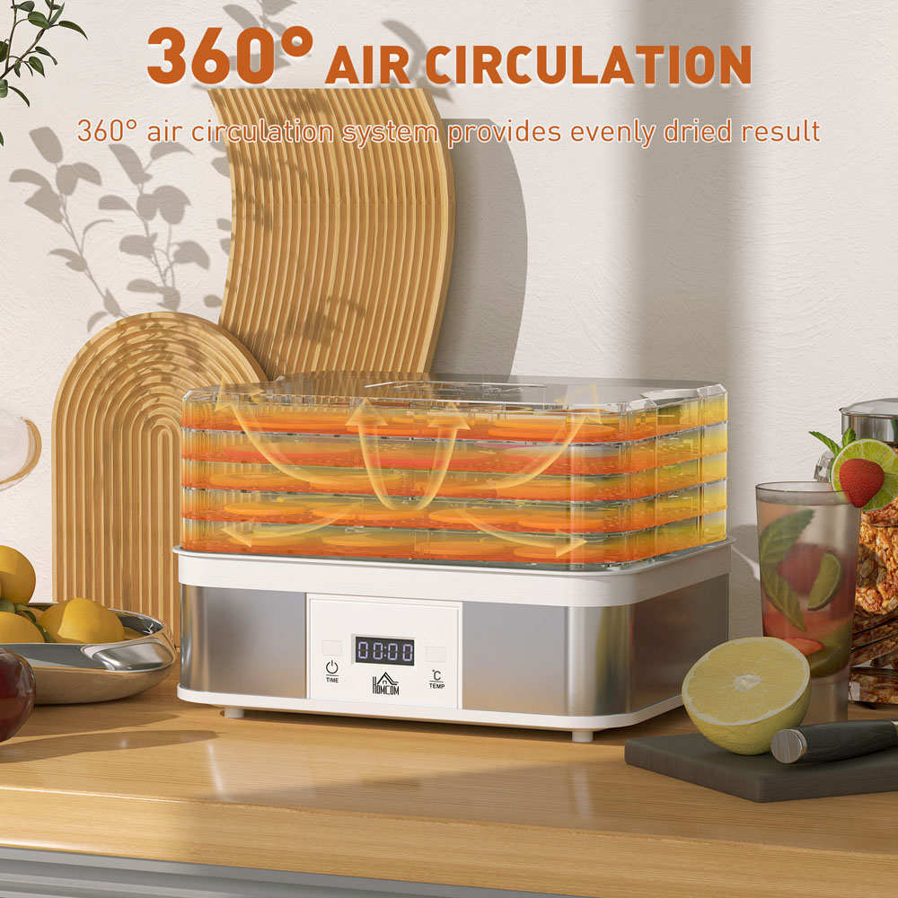 HOMCOM 800-142V70WT White 5 Tray Food Dehydrator 245W Image 7