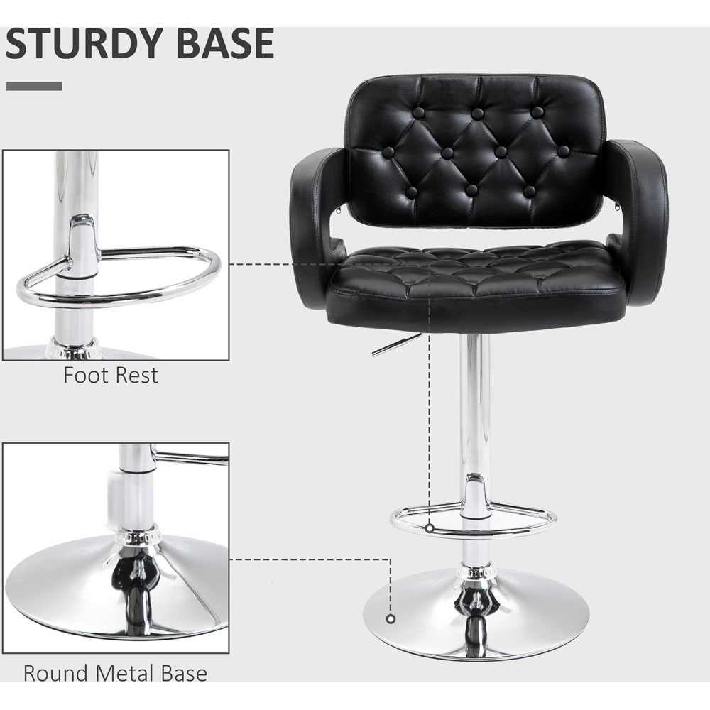 Portland Black PU Leather Height Adjustable Swivel Bar Stool Image 7