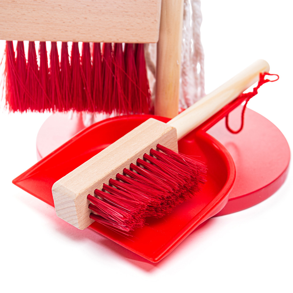 Bigjigs Toys Wooden Cleaning Stand Set Red Image 3