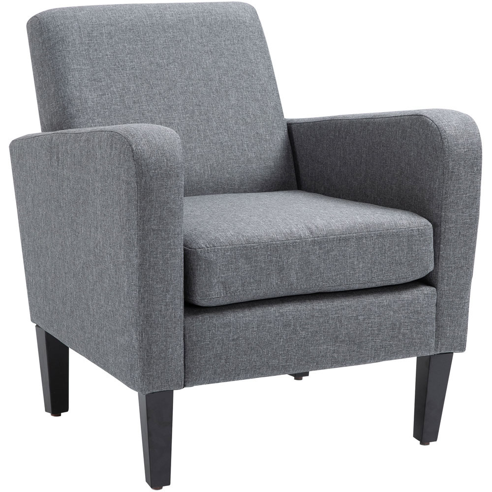 Portland Grey Linen Padded Seat Armchair Image 2