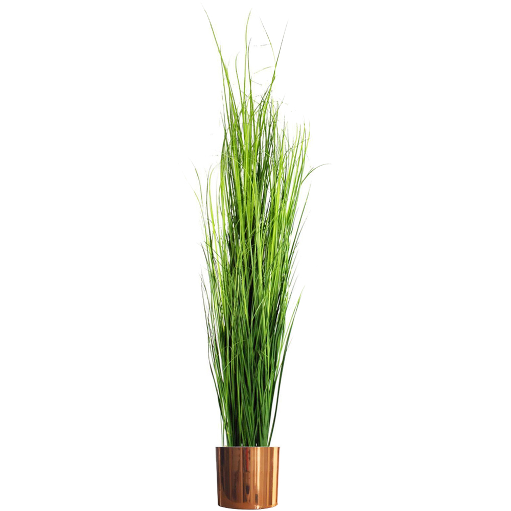 Leaf Onion Grass Artificial Plant with Copper Metal Planter 130cm Image 1