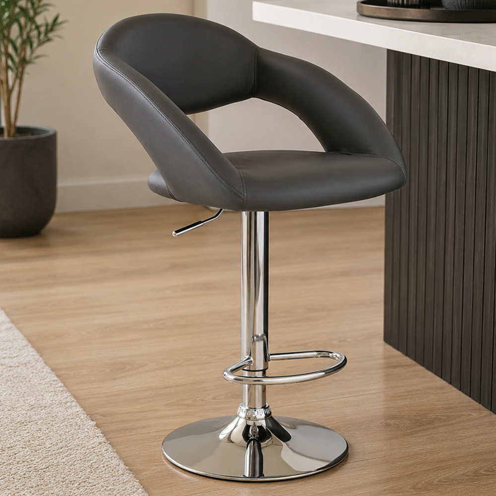 Premier Housewares Taylor Grey Faux Leather Bar Chair Image 1