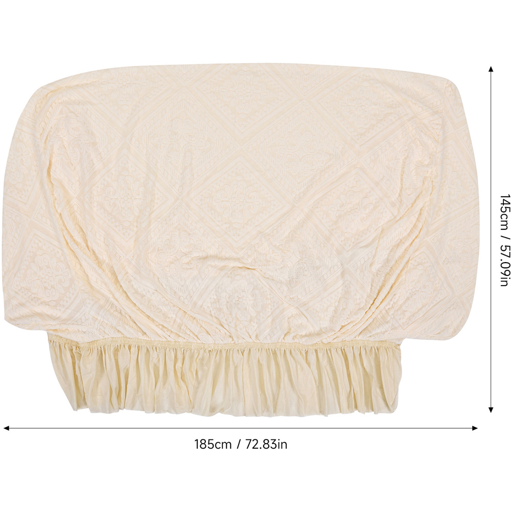 Living and Home 2 Seater Beige Damask 3D Embossed Plush Sofa Cover Image 8