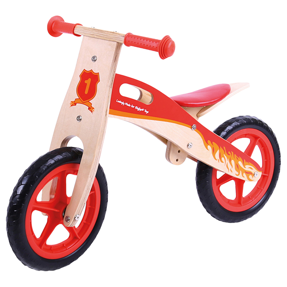 Bigjigs Toys Wooden Balance Bike Red Image 3