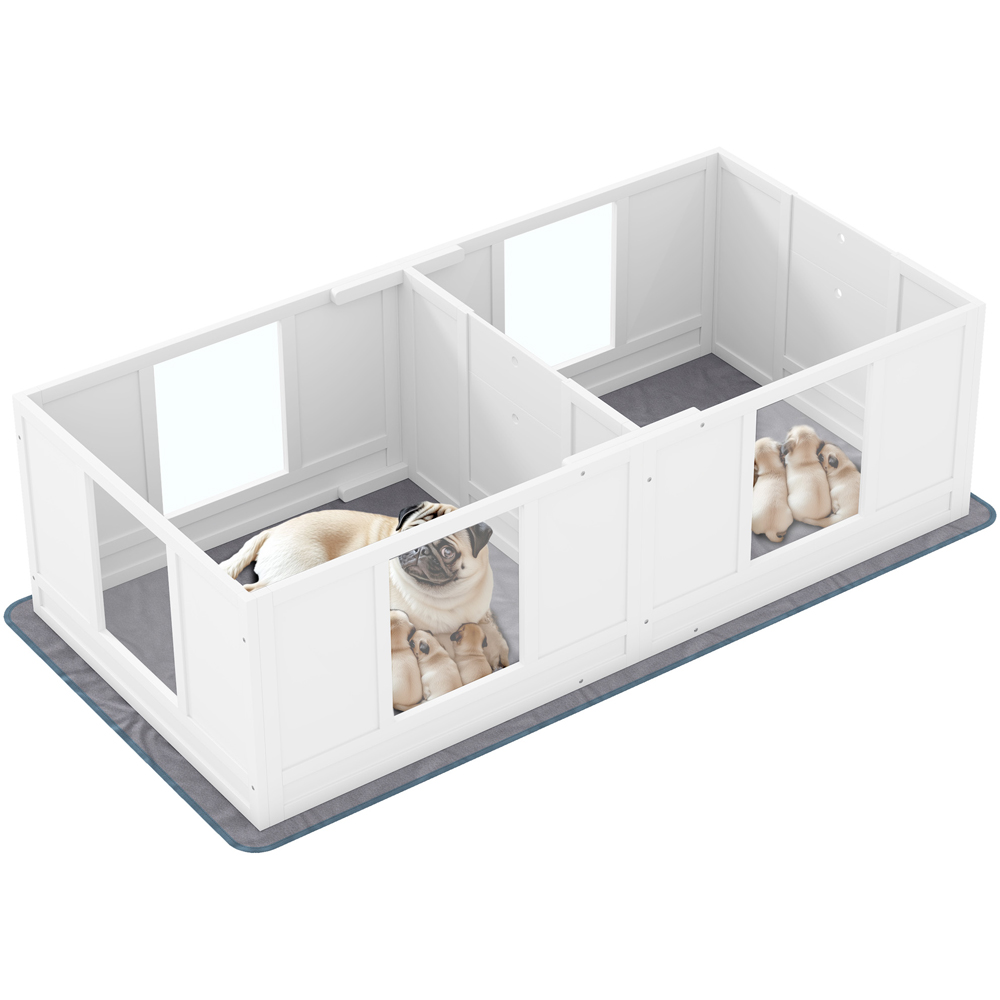 PawHut Small Two Room Dog Whelping Box with Whelping Pad Image 1