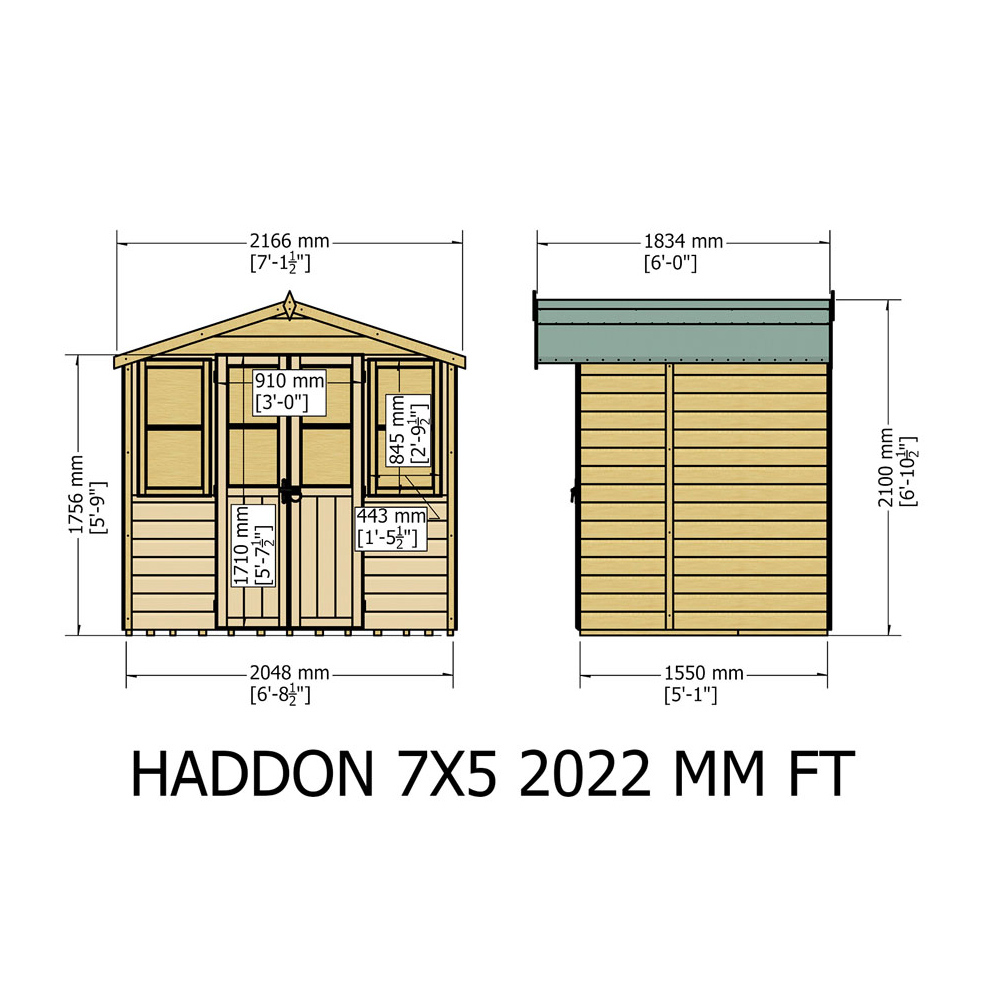 Shire Haddon 7 x 5ft Double Door Traditional Summerhouse Image 6