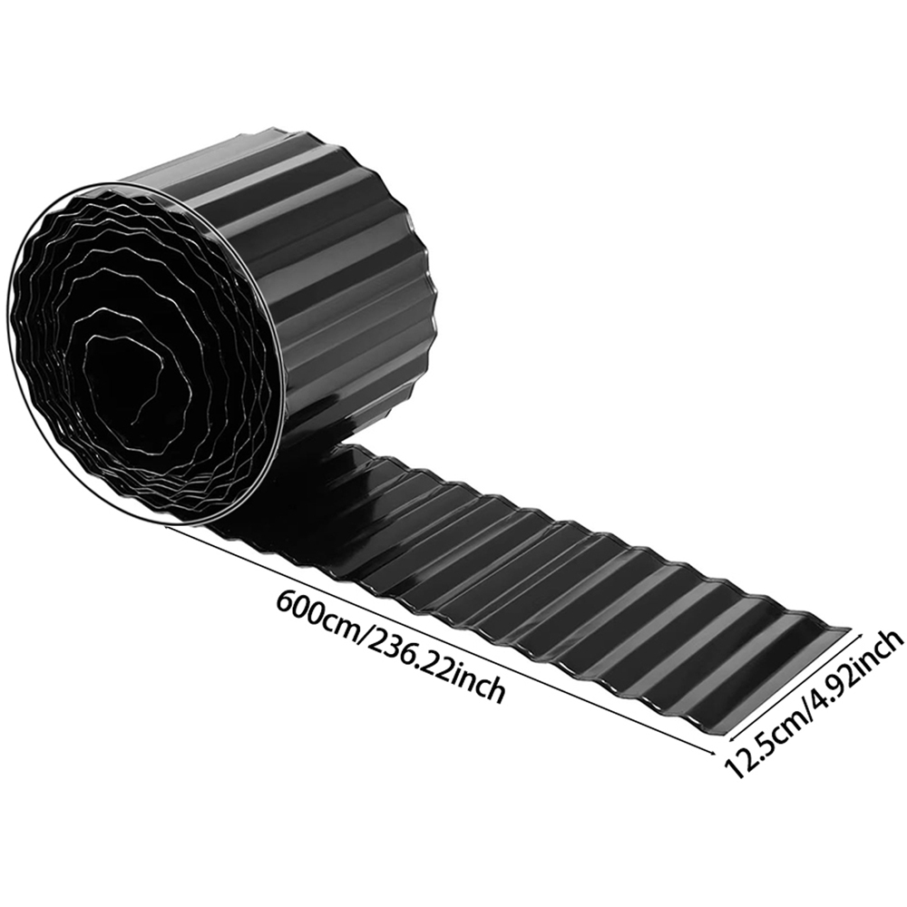 Living and Home 6m x 12.5cm Black Metal Corrugated Flexible Garden Edging Image 7