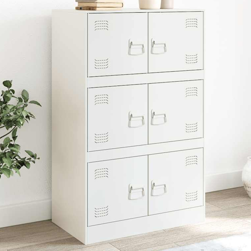 vidaXL 6 Door White Steel Sideboard Image 1