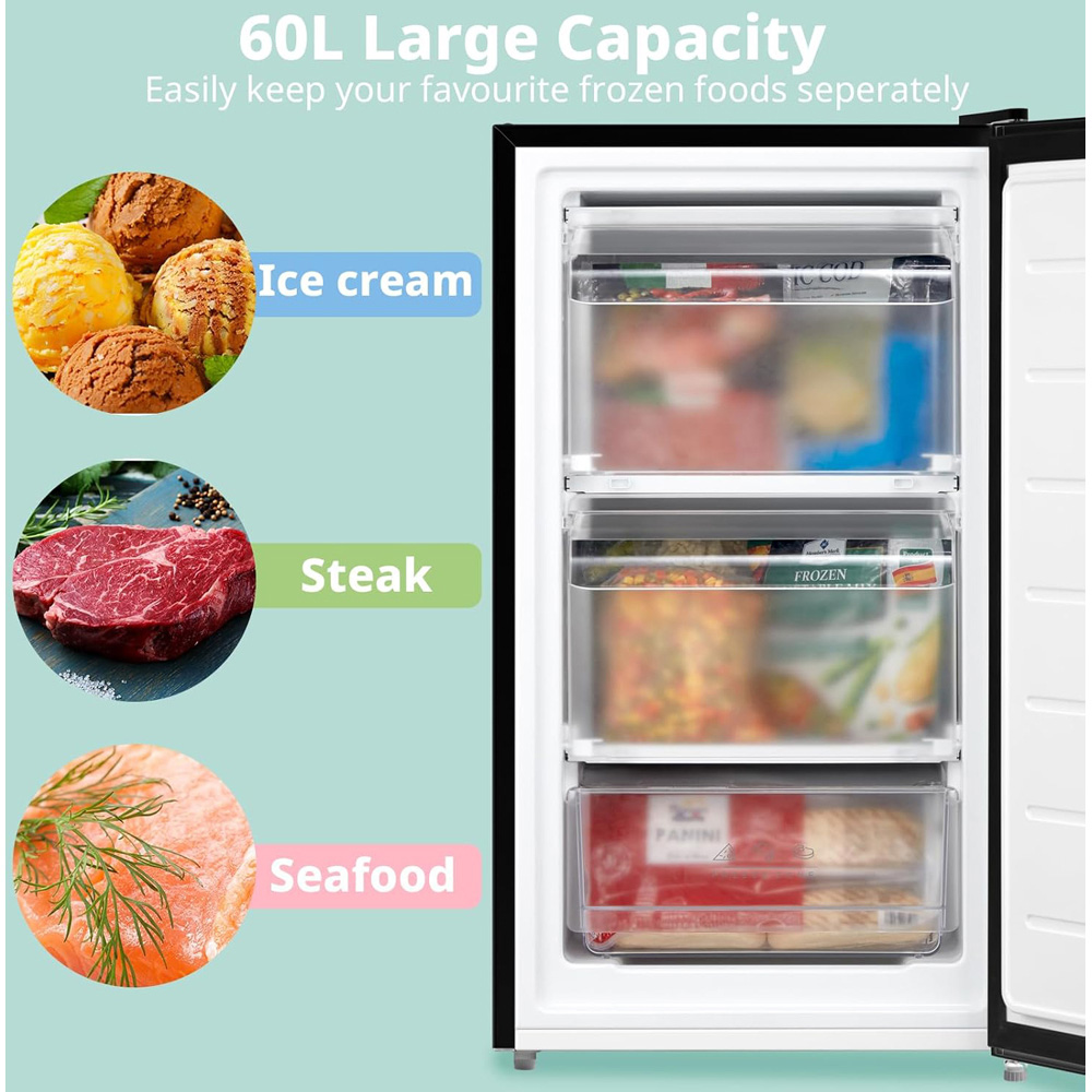 Living and Home Midea Adjustable Thermostat Reversible Door Under Counter 60L Freezer Image 4