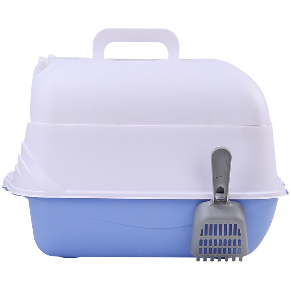 H&O Direct Blue Enclosed Cat Litter Box with Scoop 36 x 37 x 51cm Image 4