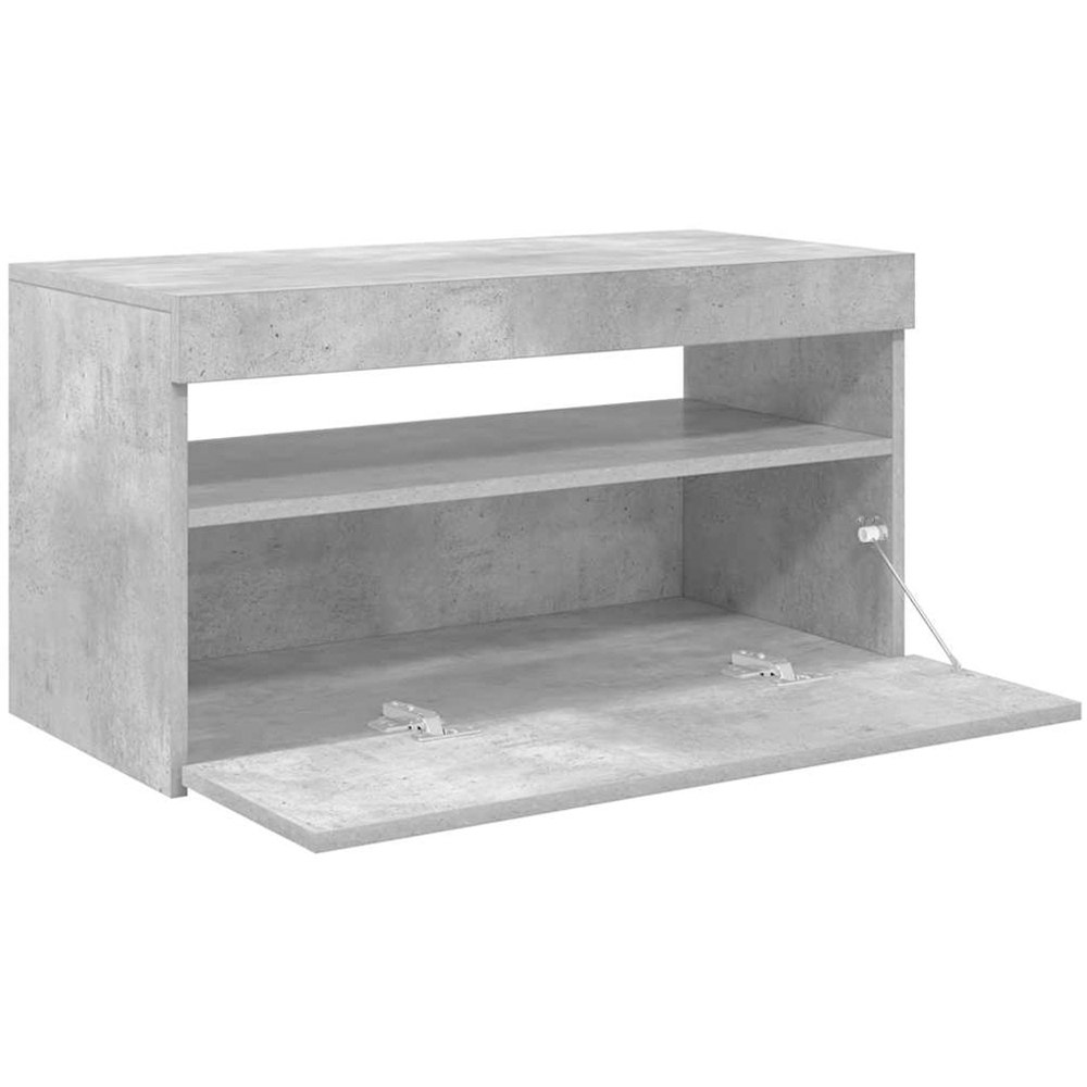 vidaXL Single Door Single Shelf Concrete Grey TV Cabinet with LED Lights Image 5