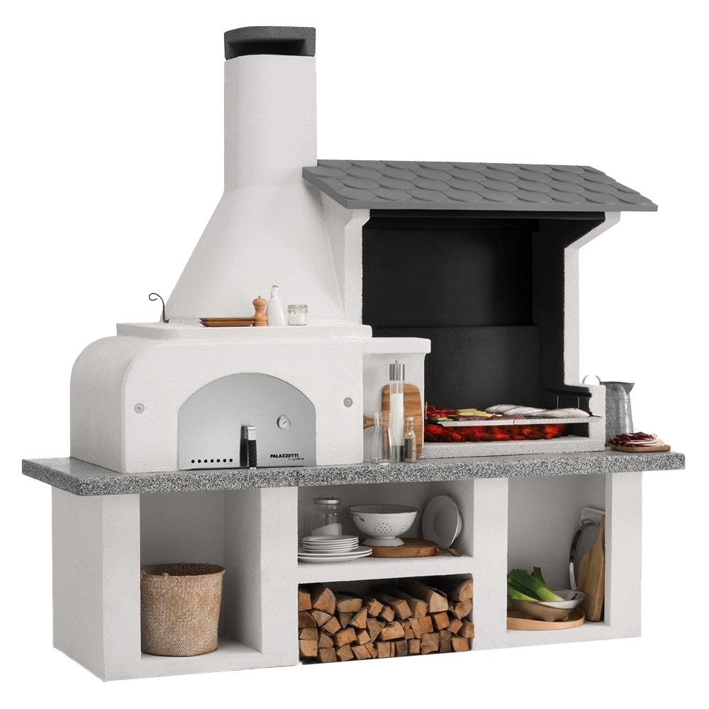 Palazzetti Antille Complete Outdoor BBQ Kitchen with Wood Fired Oven Multicolour Image 1