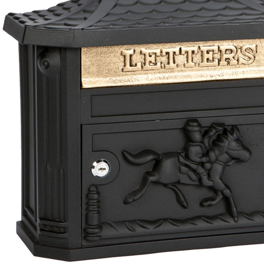 Arboria Garden Decor Black Wall Hanging Cast Aluminium Post Box Image 3